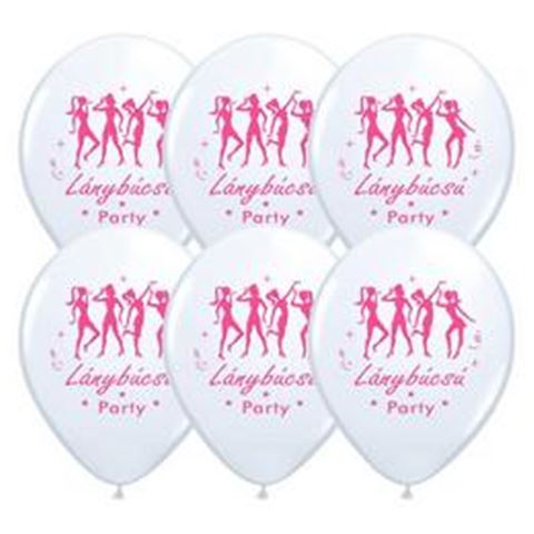 11 inch-es Táncolós Lánybúcsú Party Fehér Lufi Pink Nyomattal