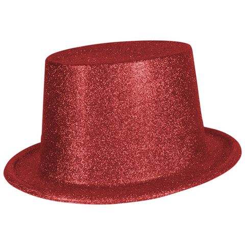 Cylinder kalap Csillogó - Piros
