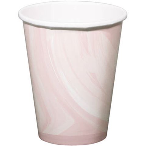 Rózsaszín márványos papír pohár 250 ml 6dbłcs