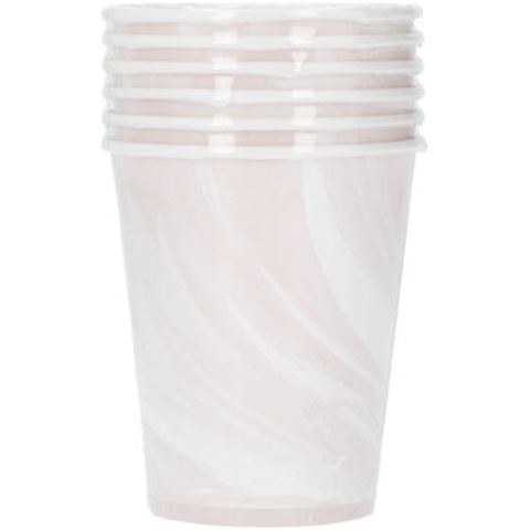 Rózsaszín márványos papír pohár 250 ml 6dbłcs