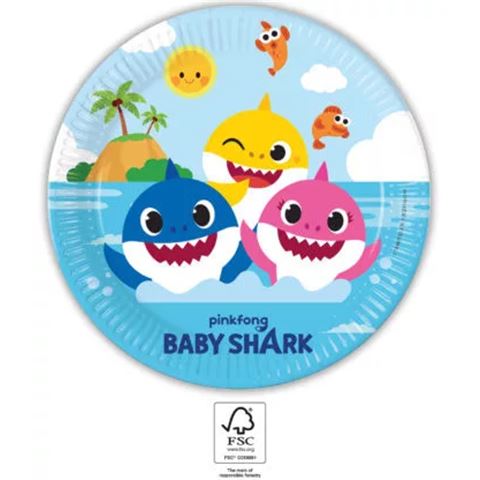 Baby Shark papírtányér 8 db-os 23 cm