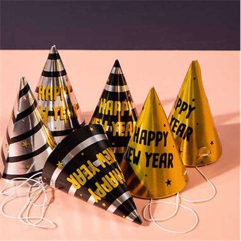 Buli sapkák - Happy New Year - 10 cm - 6 db