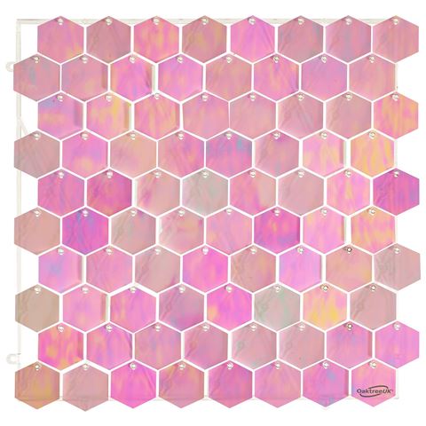 Flitteres fali panel hatszög 30 cm x 30 cm irizáló rózsaszín