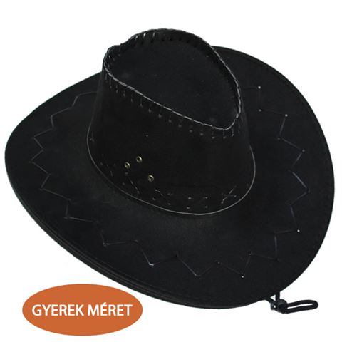 Cowboy velúr kalap fekete gyerek