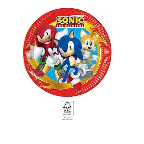 Sonic the Hedgehog Sonic a sündisznó Sega papírtányér 8 db-os 23 cm