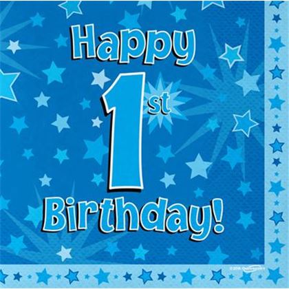 Oaktree Szalvéta Happy 1st Birthday kék 16 db-os