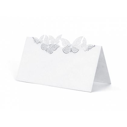 Ültetőkártya - Fehér Pillangó mintával