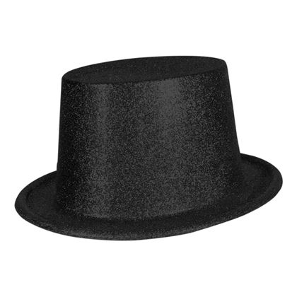 Cylinder kalap Csillogó - Fekete