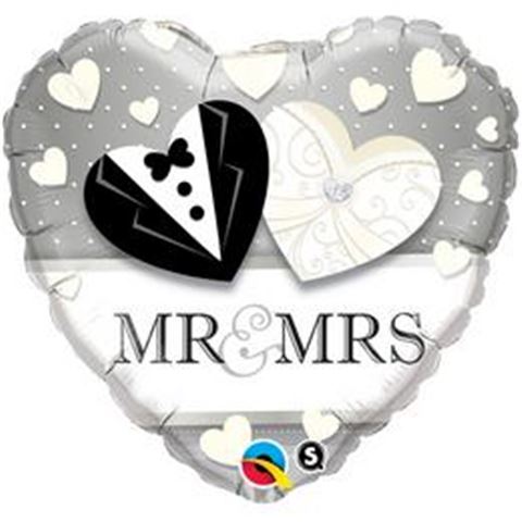 18 inch-es fólia - Esküvői Mr Mrs Szív alakú