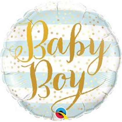 Qualatex 18 inch-es fólia - Baby Boy FehérłKék