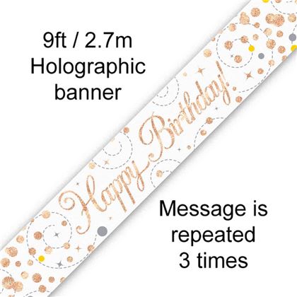 Oaktree Banner - FehérłRosegold Happy Birthday
