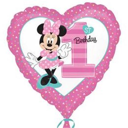 18 inch-es fólia - 1st Birthday Minnie egér Szív alakú