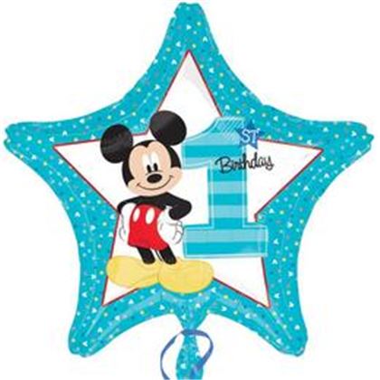 Qualatex 18 inch-es fólia - 1st Birthday Mickey egér Csillag alakú