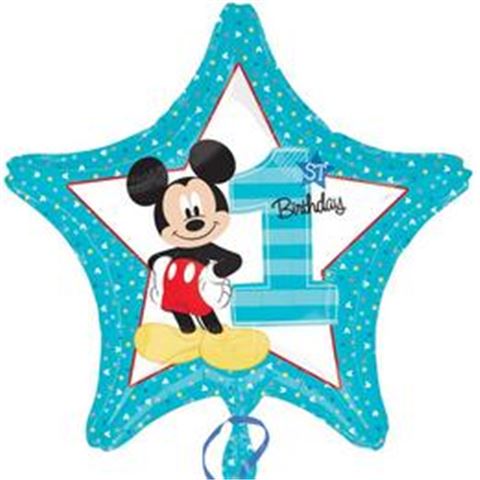 Qualatex 18 inch-es fólia - 1st Birthday Mickey egér Csillag alakú