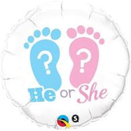 18 inch-es fólia - He or She Footprints