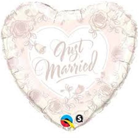 18 inch-es fólia - Esküvői Just Married Rózsás