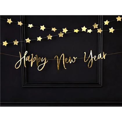 Banner - Happy New Year arany 66x18cm