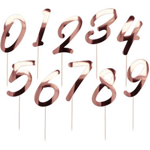 Tortadísz - Beszúrható számok rose gold színben