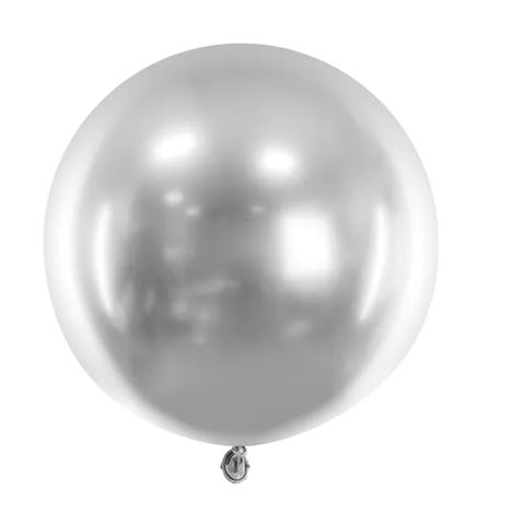 Léggömb - 60 cm átmérőjű lufi ezüst színben
