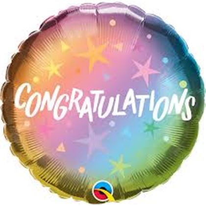 18 inch-es Gratulálok - Congratulations Ombre Stars Fólia Lufi Ballagásra