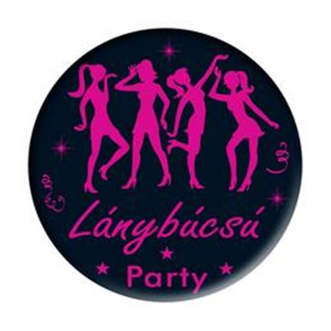 Fekete-Rózsaszín Lánybúcsú Party Kitűző - 5 5 cm