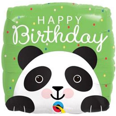 18 inch-es Mosolygó Panda Happy Birthday Szülinapi Fólia Lufi