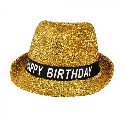 Kalap - Happy Birthday felirattal arany színben