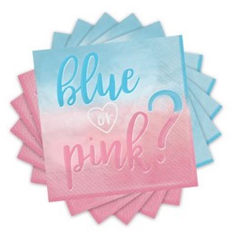 Blue or Pink Parti Szalvéta Babaszületésre - 33 cm x 33 cm 16 db-os