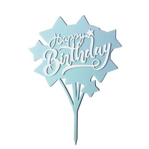 Sziluett beszúró - Happy Birthday kék