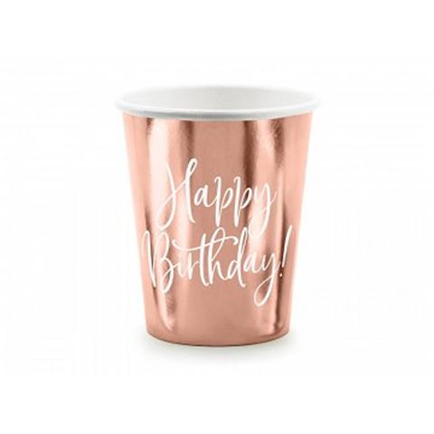 Papír pohár - Happy Birthday rosegold