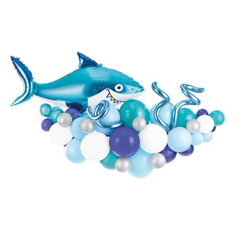 Léggömbfüzér - Cápa kék 150x95cm